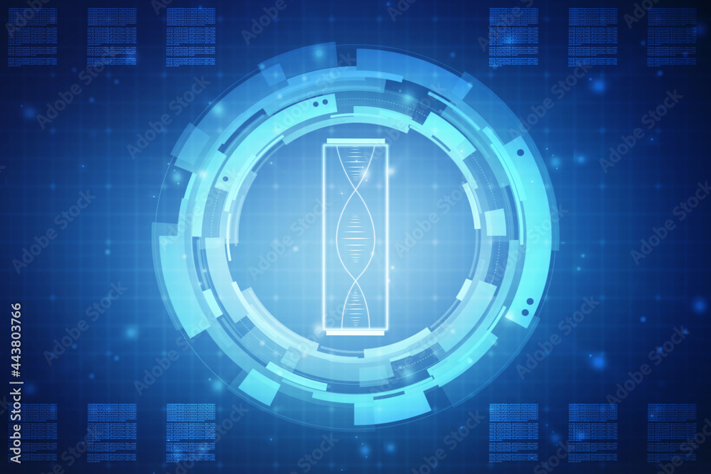 Obraz premium DNA structure, abstract medical and healthcare background,Abstract technogoly science concept DNA fururistic on hi tech blue background