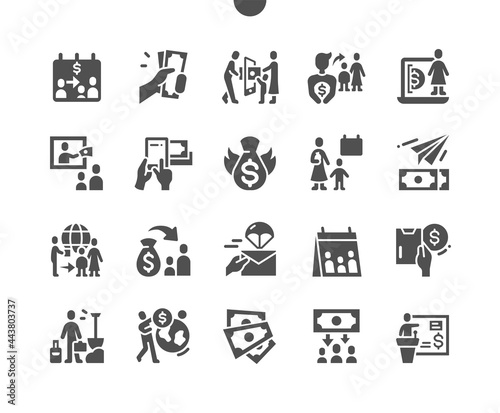 International Day of Family Remittances 16 June. Send money to family. Calendar. Sixteenth of june. Bank transfer. Labor migrant. Vector Solid Icons. Simple Pictogram