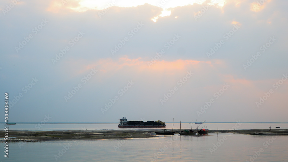 The Padma (Ganga) is the most beautiful river in Bangladesh. Beautiful view of the river bank. The Padma (Ganga) is the most beautiful river in Bangladesh. Beautiful view of the river bank.