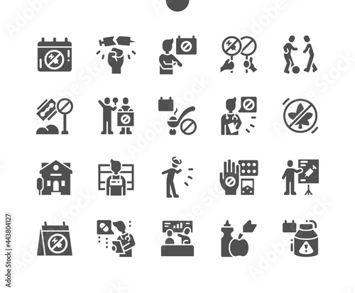 Against Drug Abuse Day 26 June. No drugs. Calendar. Twenty sixth of june. Action against drugs. Sport competitions. Healthy lifestyle. Vector Solid Icons. Simple Pictogram