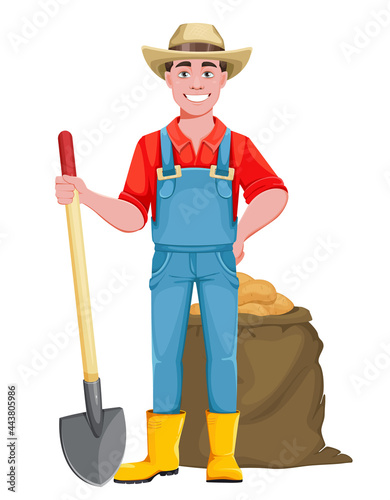 Handsome man farmer. Cheerful male farmer
