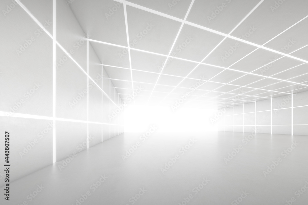 Abstract 3d rendering of empty futuristic tunnel room with light on the wall. Sci-fi concept. Abstract 3d rendering of empty futuristic tunnel room with light on the wall. Sci-fi concept.