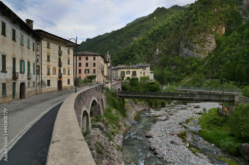 View of the small town of the Cassiglio 113 inhabitants in Brembana Valley Bergamo, Italy