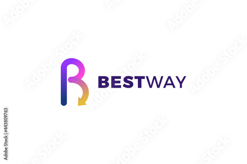 Letter B pink color spiral business logo design