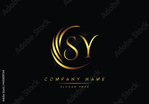 alphabet letters SY monogram logo, gold color elegant classical