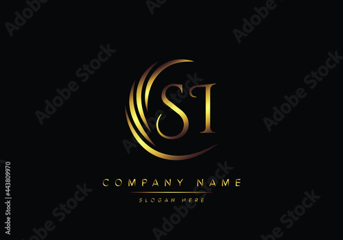 alphabet letters SI monogram logo, gold color elegant classical