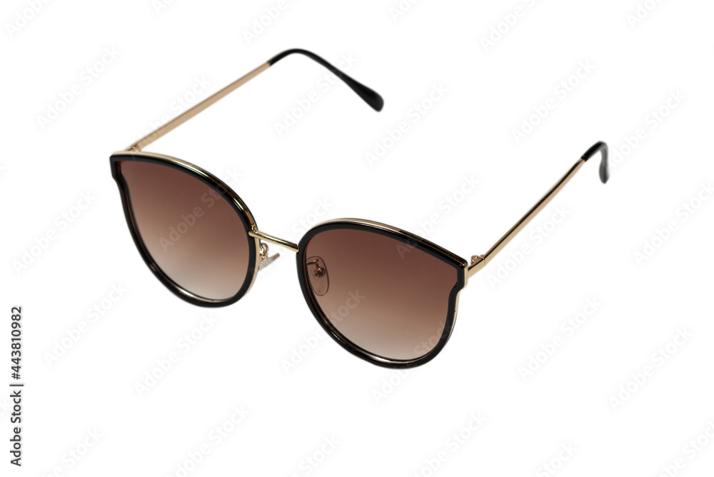 Woman brown trendy sunglasses isolated on a white background. Woman brown trendy sunglasses isolated on a white background.