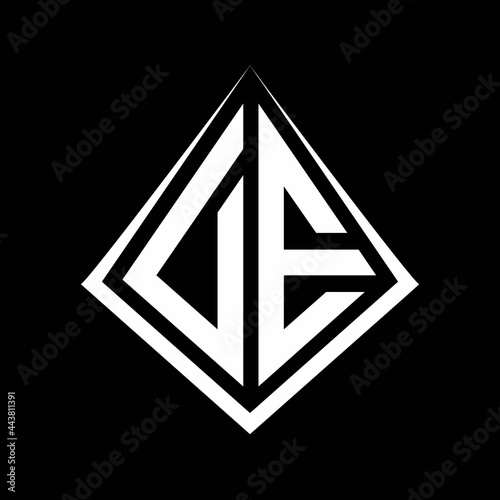 DE logo letters monogram with prisma shape design template