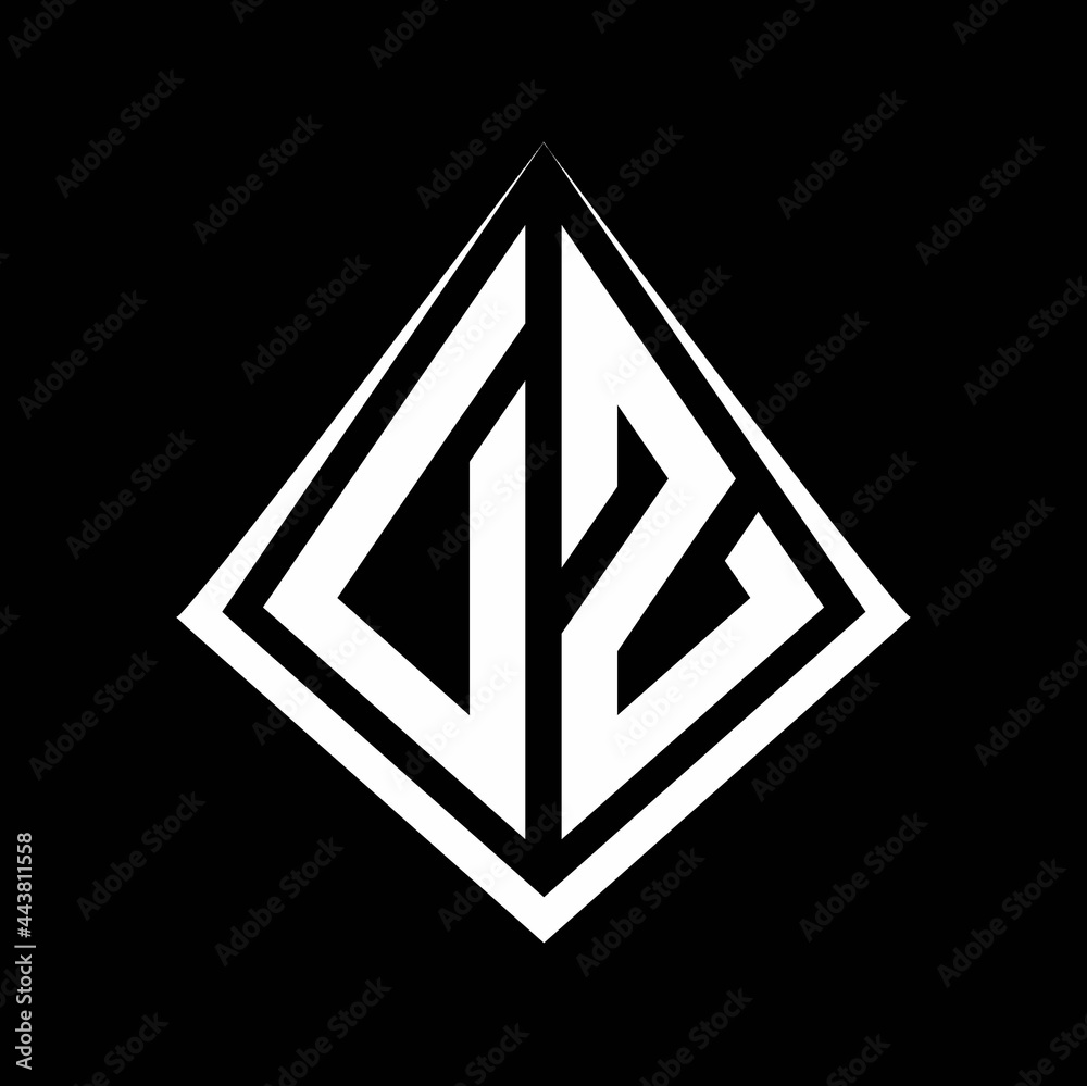 DZ logo letters monogram with prisma shape design template DZ logo letters monogram with prisma shape design template