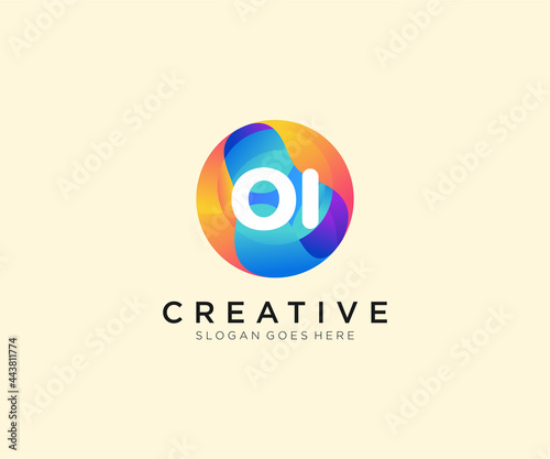 OI initial logo With Colorful Circle template vector.