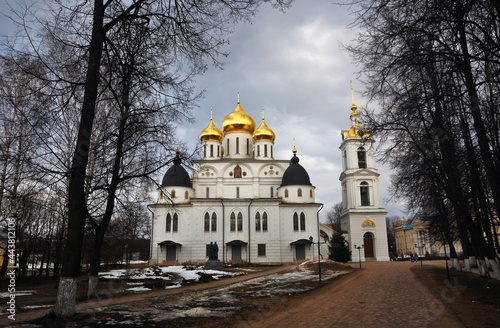 Kremlin in Dmitrov city, Moscow region, Russia. Ancient landmark. Assumption church.