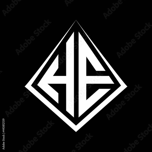 HE logo letters monogram with prisma shape design template