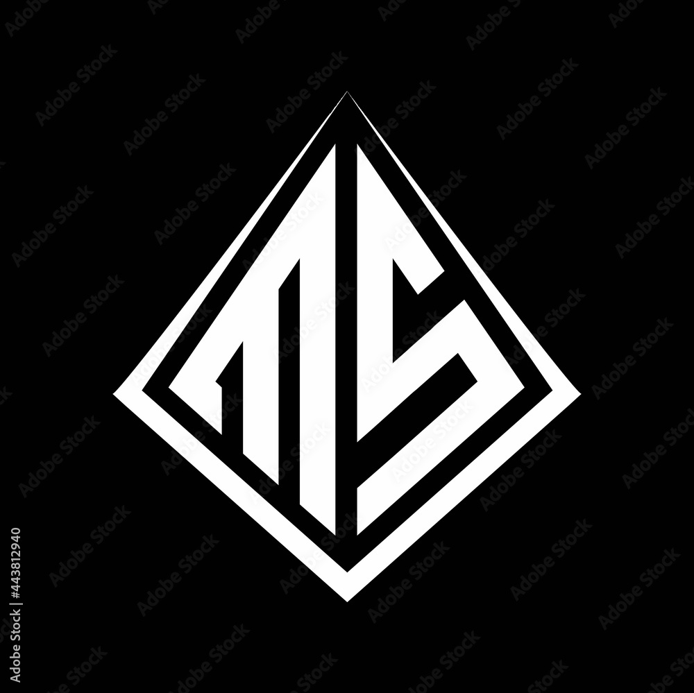 MS logo letters monogram with prisma shape design template MS logo letters monogram with prisma shape design template
