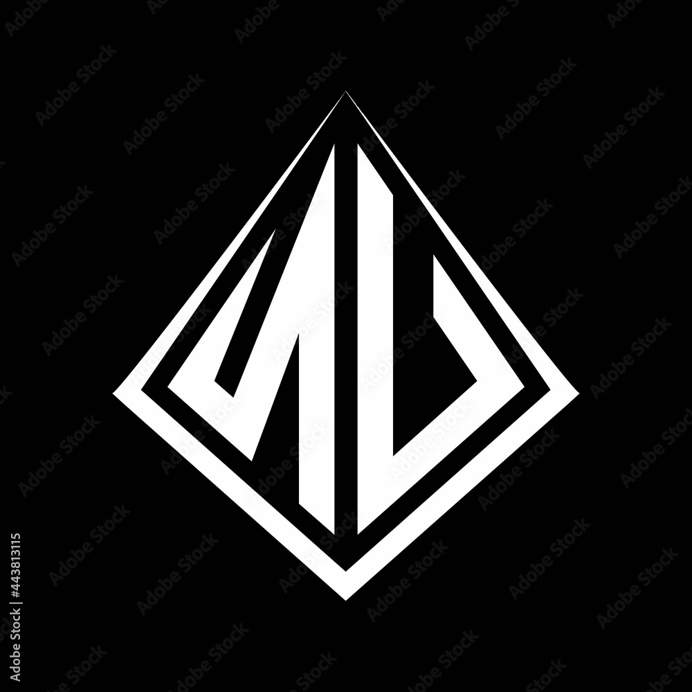 NU logo letters monogram with prisma shape design template NU logo letters monogram with prisma shape design template