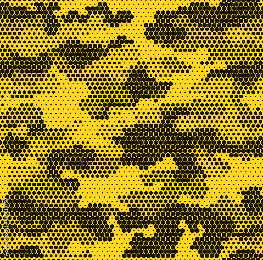 Seamless camouflage pattern. Military texture from hexagonal elements.  Abstract camo. Print on fabric. Vector Stock Vector