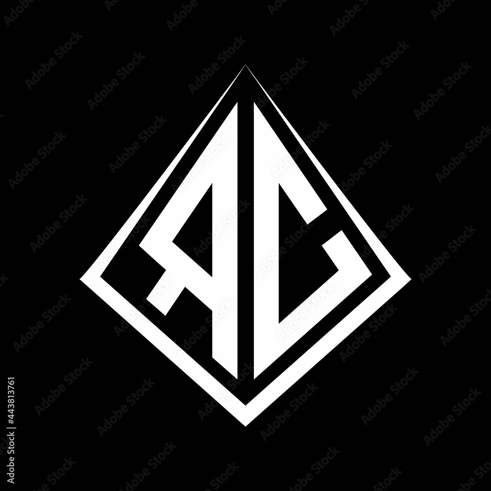 RC logo letters monogram with prisma shape design template