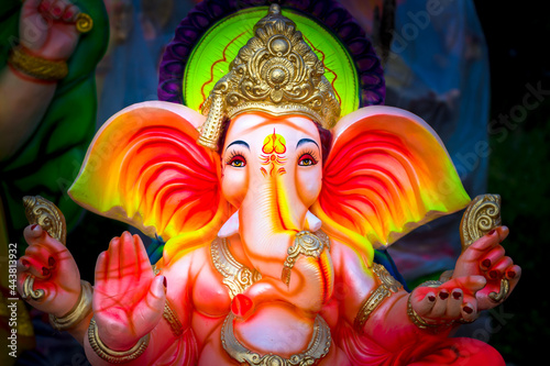 Schilderij op canvas Hyderabad, Telangana / INDIA- 09th  SEPTEMBER 2018 Idol of Hindu god Ganesha in