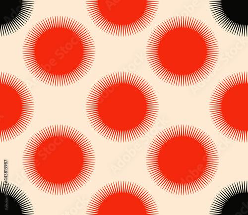 stars dots blur seamless pattern in red ivory and black