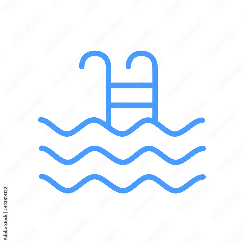 Swimming pool blue single flat icon. Vector isolated on white. Swimming pool blue single flat icon. Vector isolated on white.