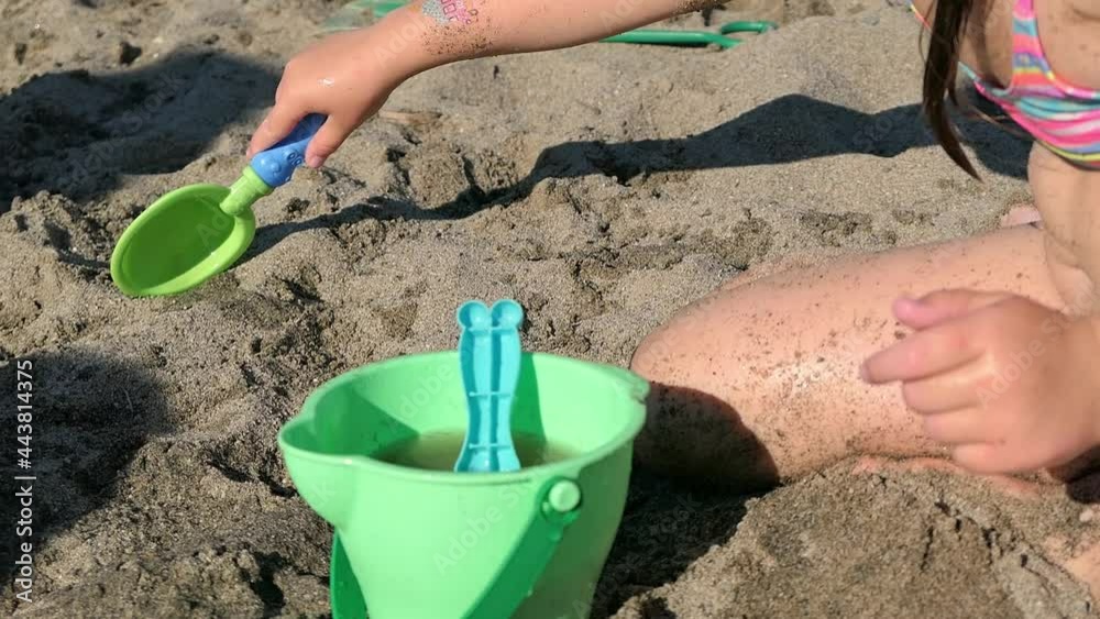 summer Building Tools on beach. play with water and sand summer Building Tools on beach. play with water and sand