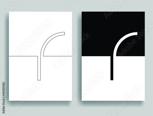 Aesthetic geometric brochures . One line logo . Modern art .Abstract minimal negative space poster . Contemporary vector arrow design 