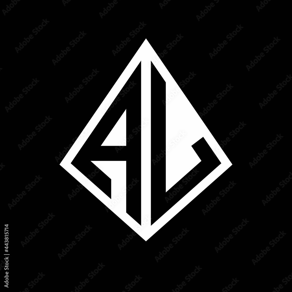 AL logo letters monogram with prisma shape design template AL logo letters monogram with prisma shape design template