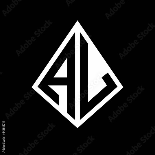 AL logo letters monogram with prisma shape design template
