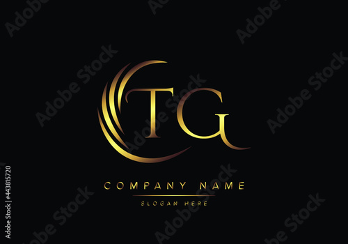 alphabet letters TG monogram logo, gold color elegant classical