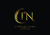 alphabet letters TN monogram logo, gold color elegant classical