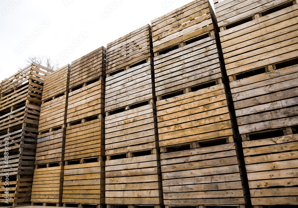 folded empty wooden boxes folded empty wooden boxes