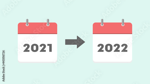 2021年と2022年の日めくりカレンダー： 新年・予定・コロナによるイベントの延期イメージ素材