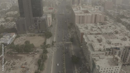 Aerial view of Main Clifton Road in Karachi - Crane Downwards - Flat Slog  photo