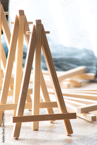 Photos of mini stands easels made of wood