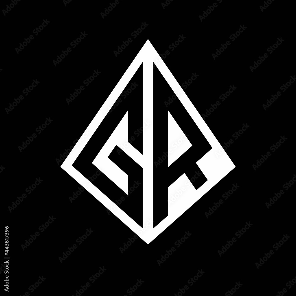 GR logo letters monogram with prisma shape design template GR logo letters monogram with prisma shape design template