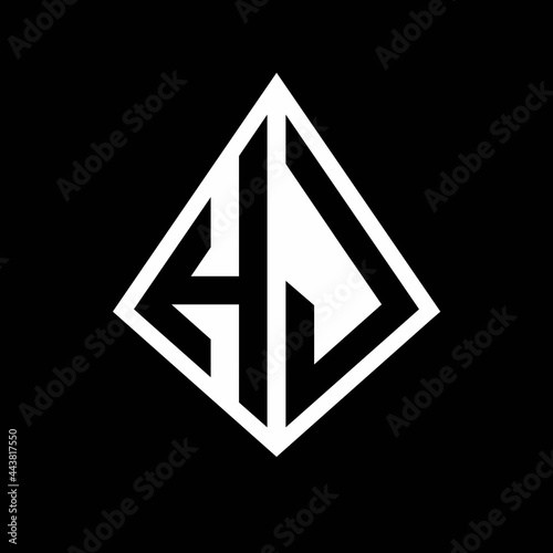 Free Download HJ logo letters monogram with prisma shape design template - GFXLoad