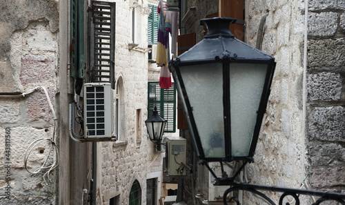 old street lantern in an alley, Kotor, Montenegro