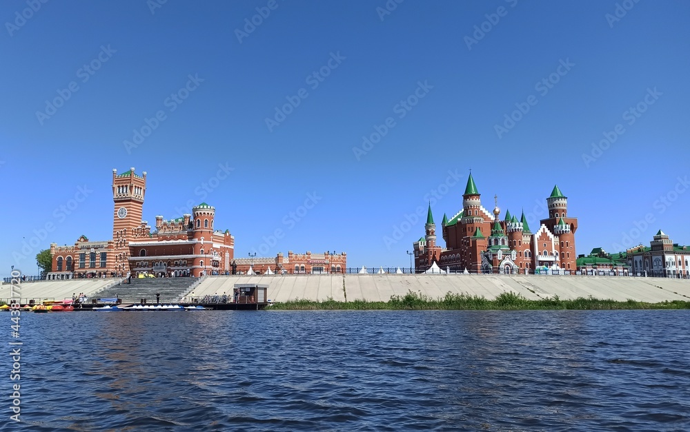 Beautiful view of the embankment in Russia in the city of Yoshkar-Ola. Traveling and exploring around the world. Traveling around the countries and cities of the world and exploring the world around Beautiful view of the embankment in Russia in the city of Yoshkar-Ola. Traveling and exploring around the world. Traveling around the countries and cities of the world and exploring the world around
