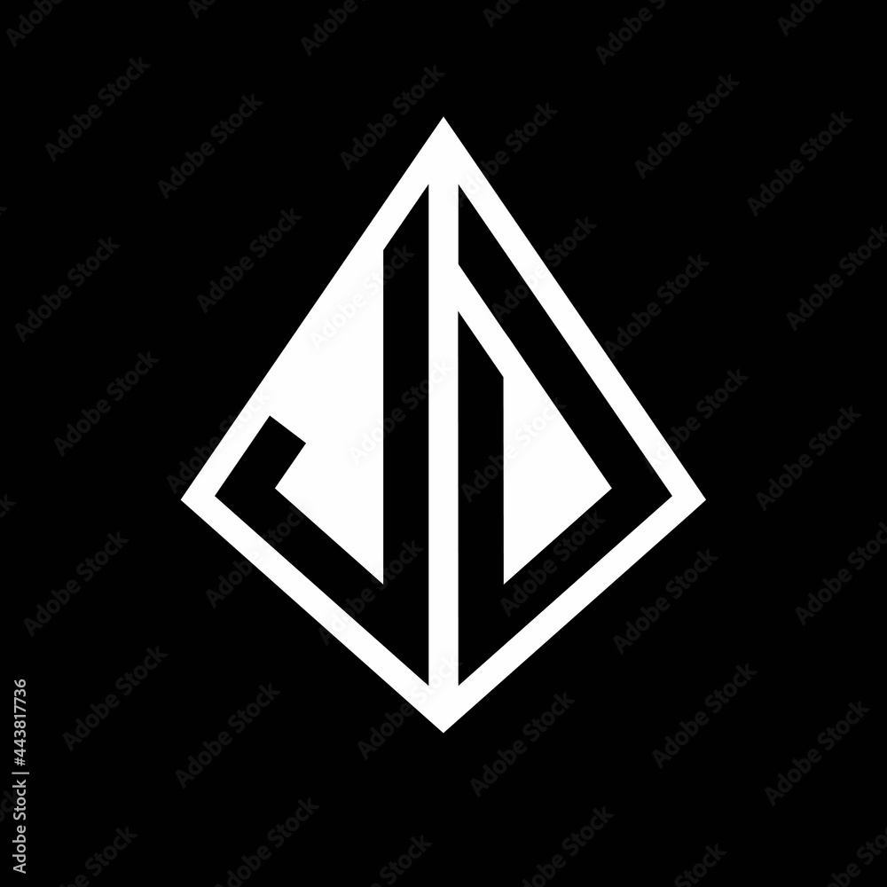 JD logo letters monogram with prisma shape design template JD logo letters monogram with prisma shape design template