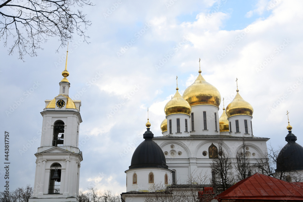 Kremlin in Dmitrov city, Moscow region, Russia. Ancient landmark. Assumption church.