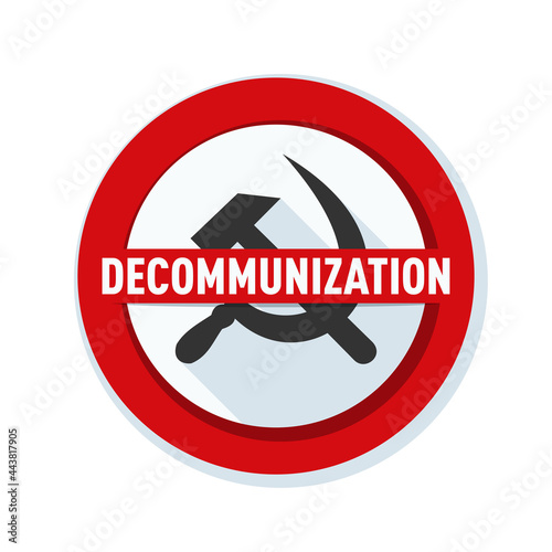 Fotografi Decommunization sign stop communism danger label illustration