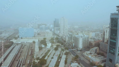 Aerial view of HBL Building on Chunrigar Road Karachi - Dolly Backwards  photo