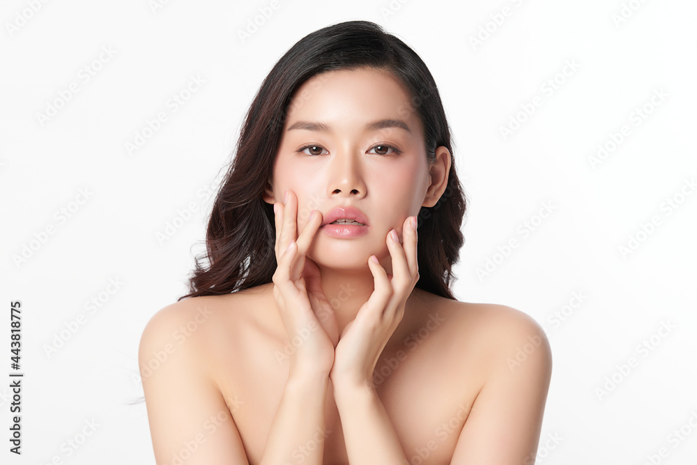 Beautiful young asian woman with clean fresh skin on white background, Face care, Facial treatment, Cosmetology, beauty and spa, Asian women portrait. Beautiful young asian woman with clean fresh skin on white background, Face care, Facial treatment, Cosmetology, beauty and spa, Asian women portrait.