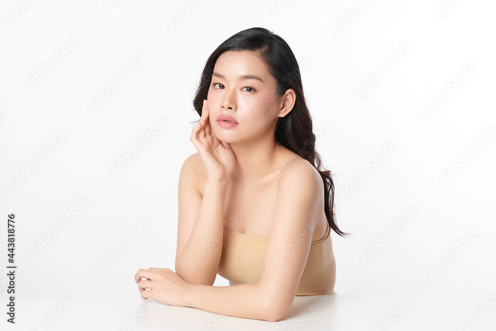 Beautiful young asian woman with clean fresh skin on white background, Face care, Facial treatment, Cosmetology, beauty and spa, Asian women portrait. Beautiful young asian woman with clean fresh skin on white background, Face care, Facial treatment, Cosmetology, beauty and spa, Asian women portrait.