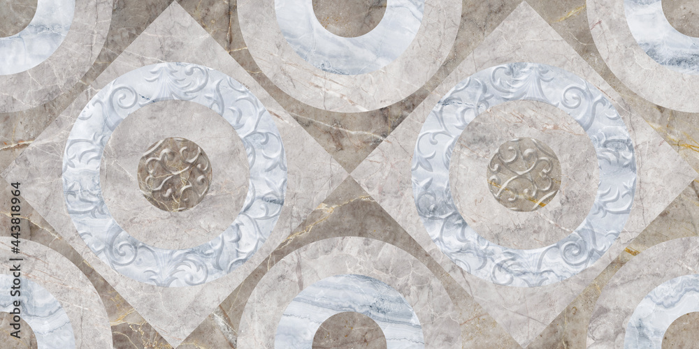 mosaic background on brown marble floor with decor mosaic background on brown marble floor with decor