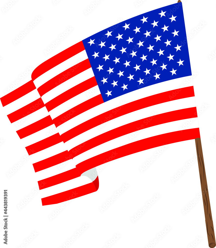 Obraz premium USA flag. Waving us flag on the flagpole. Freedom symbol.