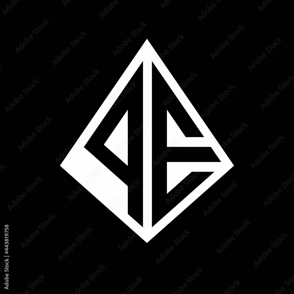 PE logo letters monogram with prisma shape design template PE logo letters monogram with prisma shape design template