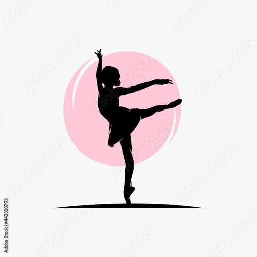 Fitness Gymnastic Logo Silhouette Sportswoman Vector