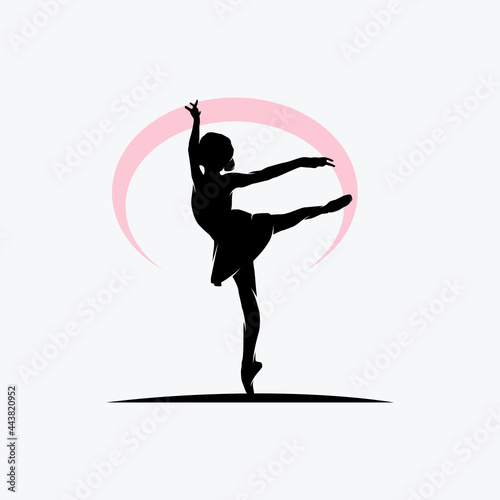 Fitness Gymnastic Logo Silhouette Sportswoman Vector