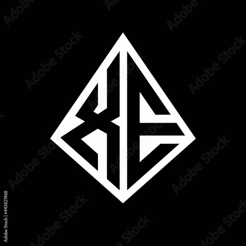 XE logo letters monogram with prisma shape design template