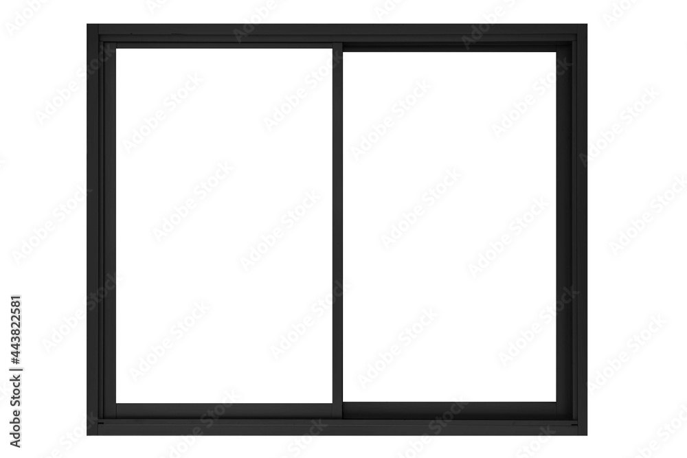 Black sliding aluminum window frame isolated on a white background Black sliding aluminum window frame isolated on a white background